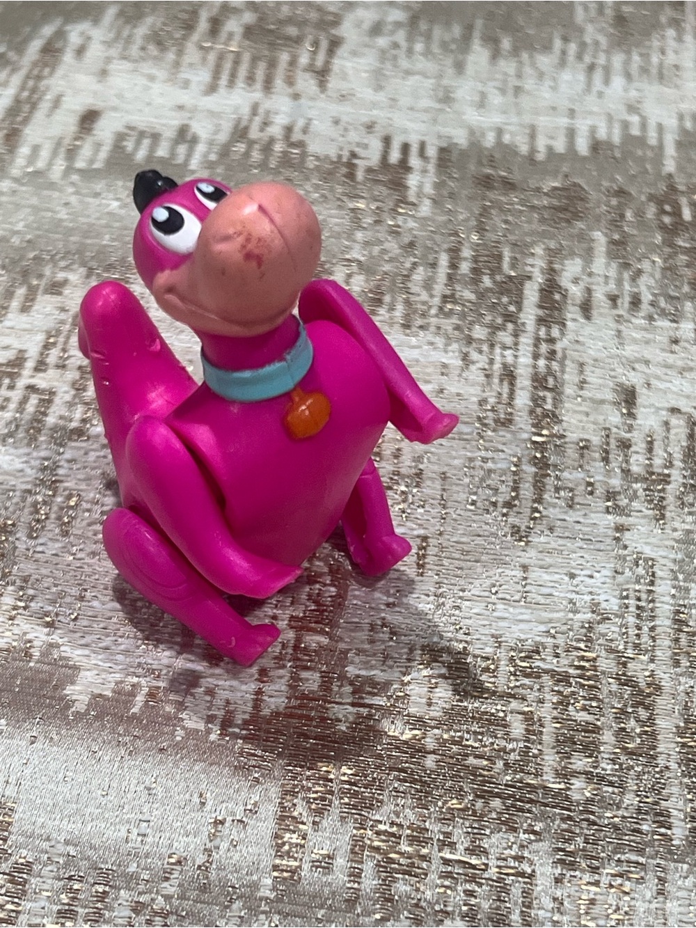 McDonald's Flintstones Dino Purple Plastic Dog Figure Toy Blue Collar 3in 1994